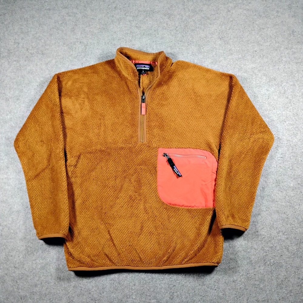 Patagonia Women's Re-Tool 1/2 Zip Fleece Pullover Brown Orange Size XS Teddy